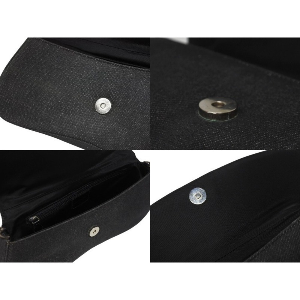 Dior Cannage Shoulder Bag Dark Gray Denim Leather Black Chain Strap - Picture 7 of 9
